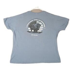 Columbia Mens XXL Blue Graphic Logo Outdoor Hiking Buffalo T Shirt Casual Tee